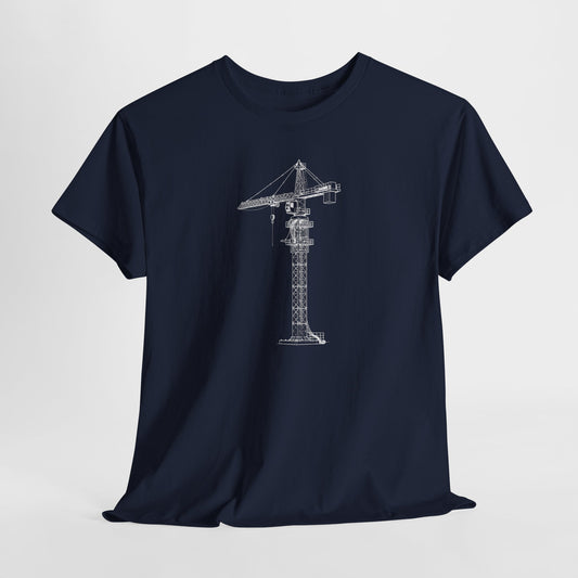 Crane Blueprint Line Design Unisex Heavy Cotton Tee