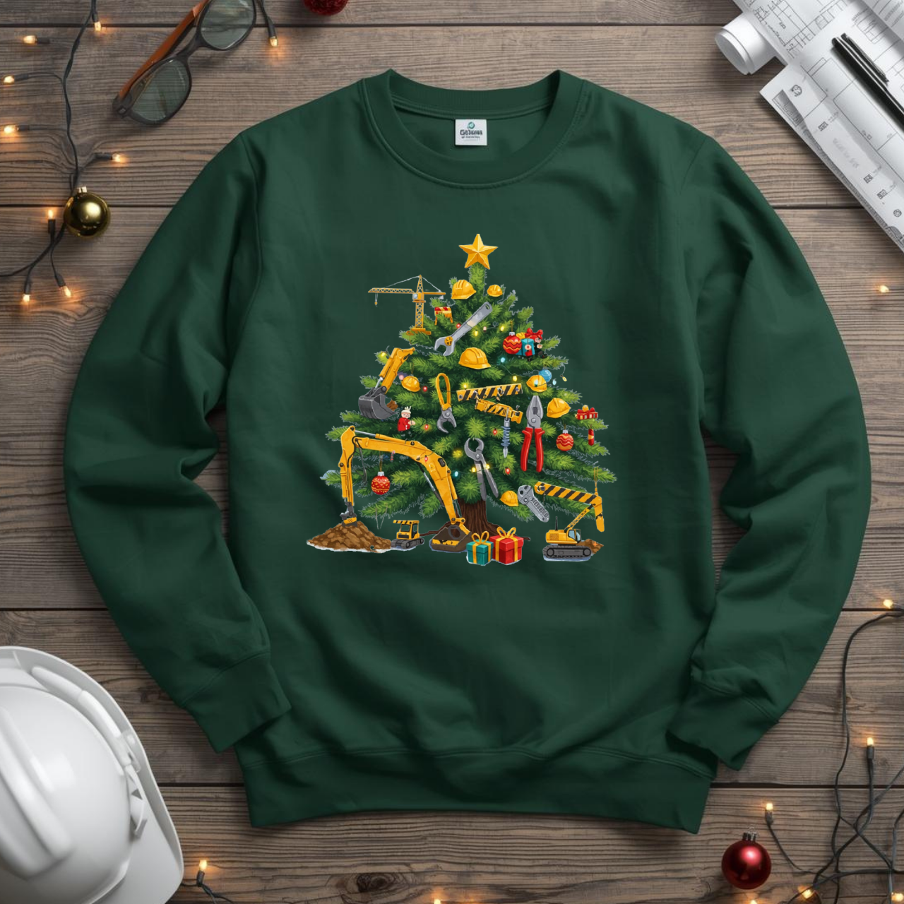 Christmas Tree Tool Construction Humor Unisex Midweight Softstyle Fleece Crewneck Sweatshirt