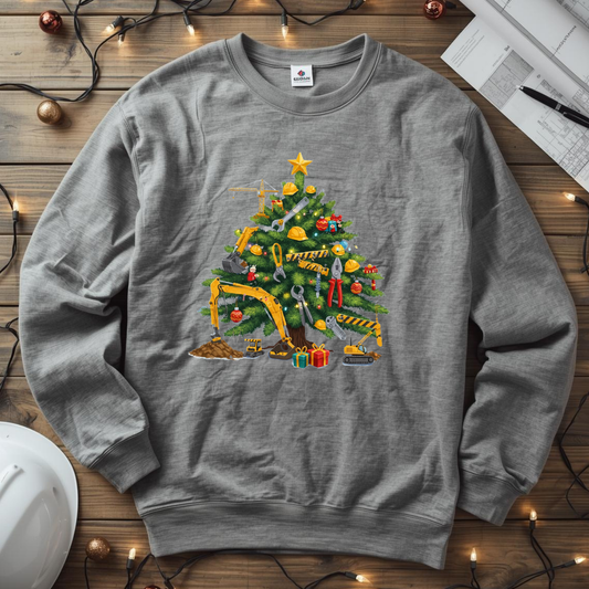 Christmas Tree Tool Construction Humor Unisex Midweight Softstyle Fleece Crewneck Sweatshirt