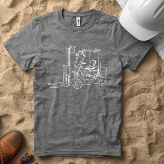Forklift Blueprint Line Design Unisex Heavy Cotton Tee