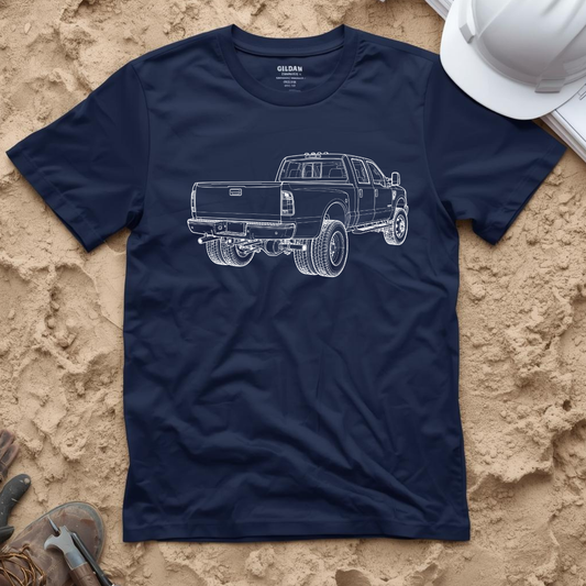 Dully Truck Blueprint Line Design Unisex Heavy Cotton Tee