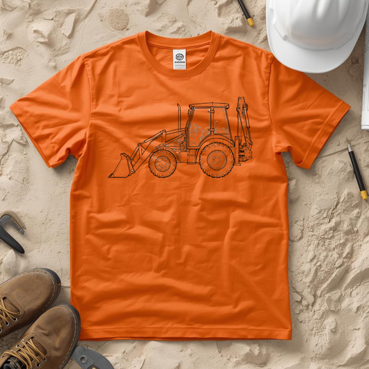 Backhoe Blueprint Line Design Unisex Heavy Cotton Tee