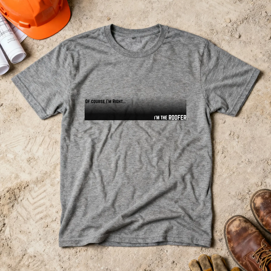 Of Course I'm Right... I'm the Roofer Construction Site Humor Unisex Heavy Cotton Tee