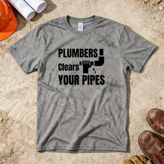 Plumbers Clears Your Pipes Construction Humor Unisex Jersey Short Sleeve Tee