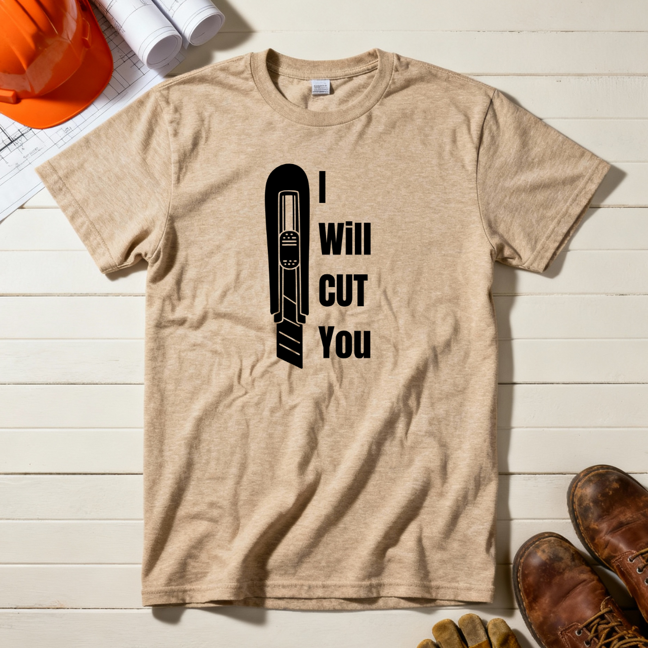 I Wil Cut You Knife Construction Humor Unisex Jersey Short Sleeve Tee