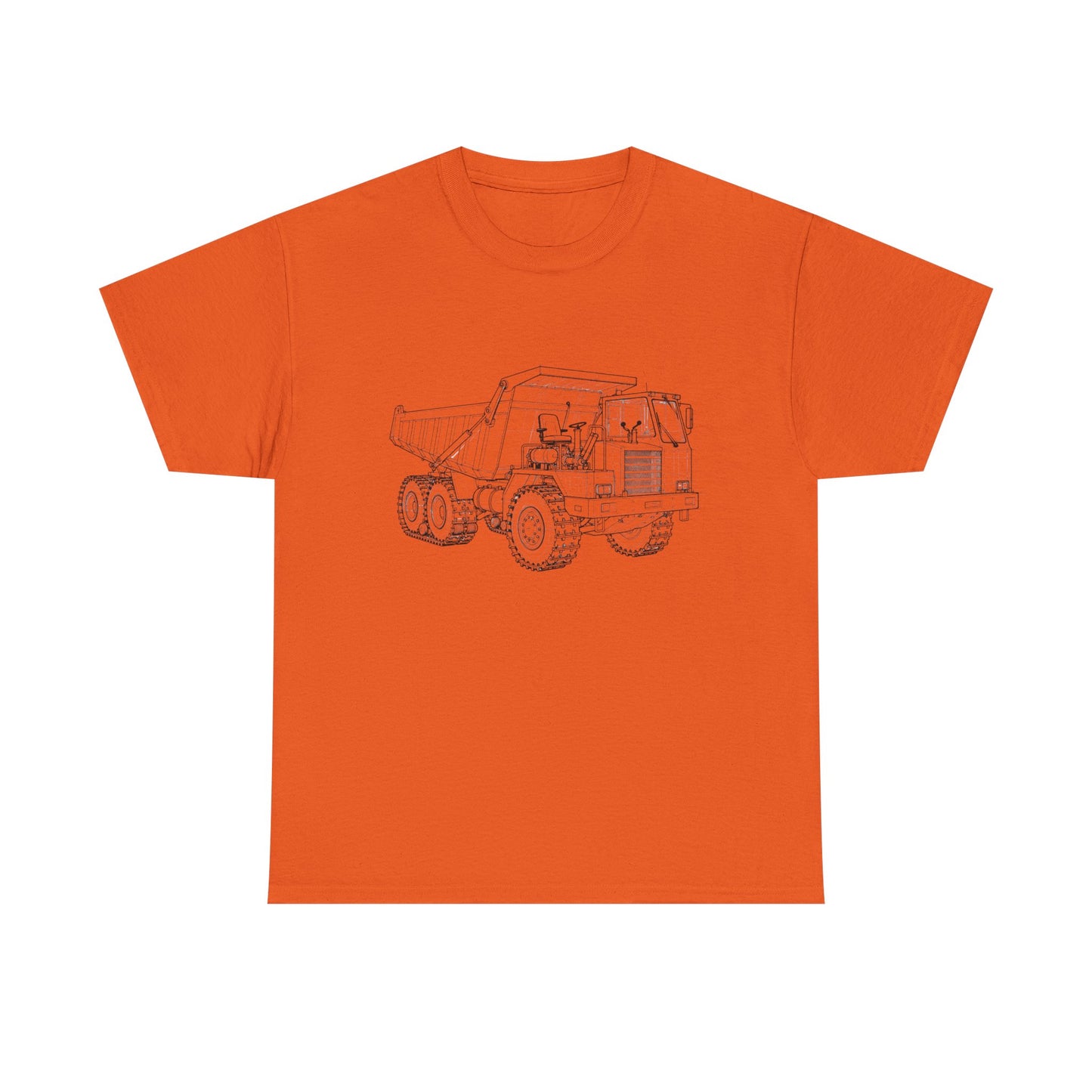 Dump Truck Blueprint Line Design Unisex Heavy Cotton Tee