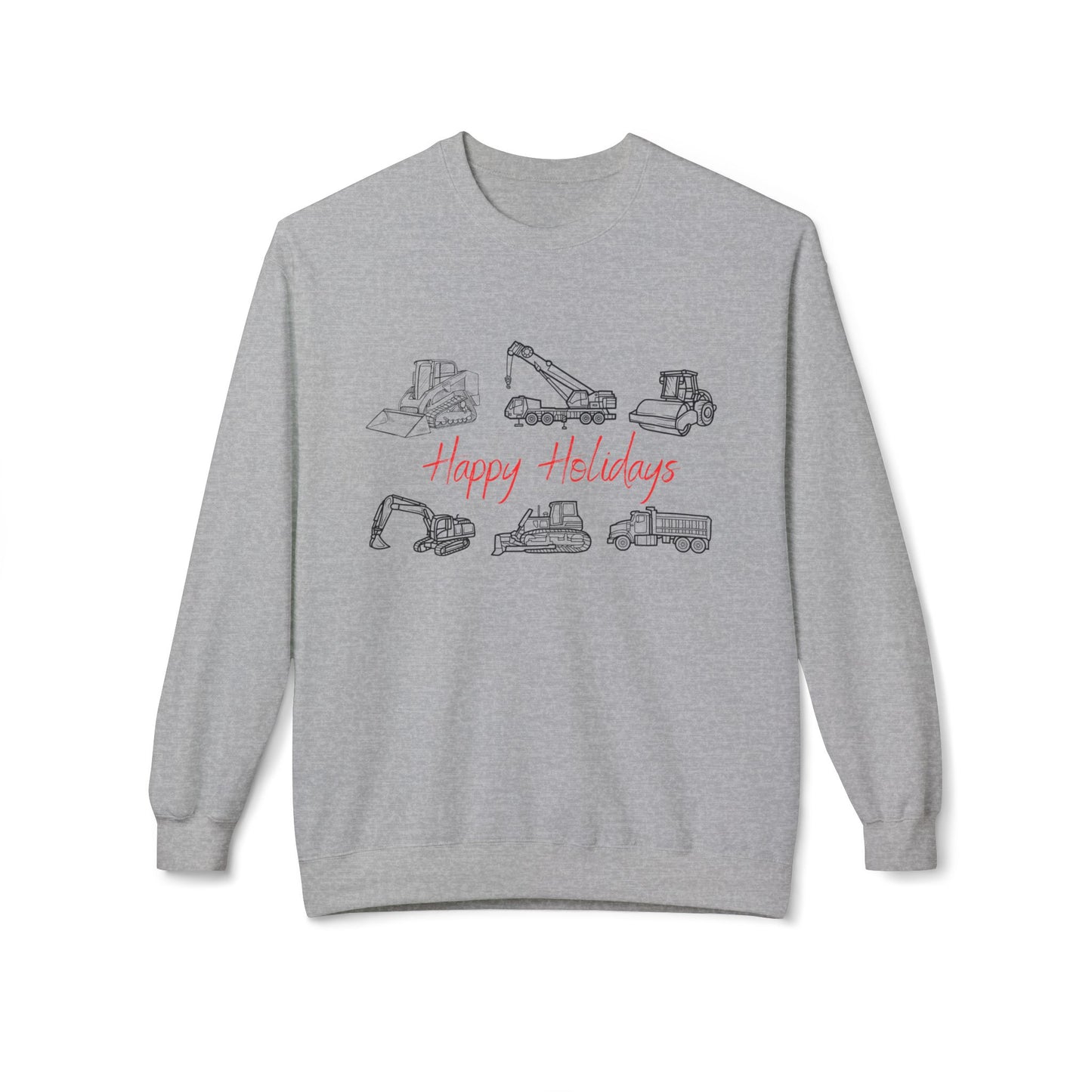 Happy Holidays Trucks Midweight Softstyle Fleece Crewneck Sweatshirt