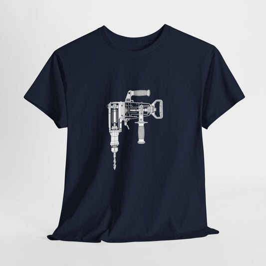 Roto Hammer Blueprint Line Design Unisex Heavy Cotton Tee