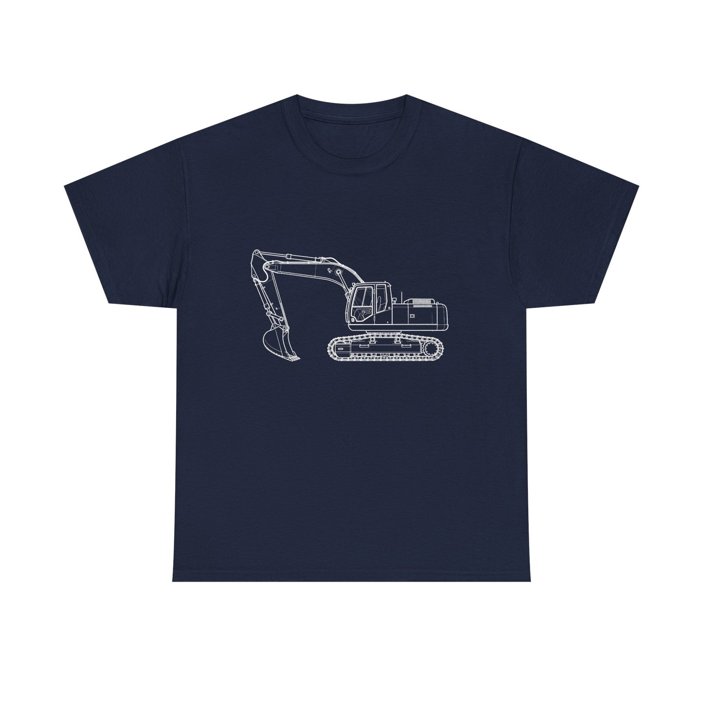 Excavator Blueprint Line Design Unisex Heavy Cotton Tee