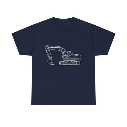 Excavator Blueprint Line Design Unisex Heavy Cotton Tee