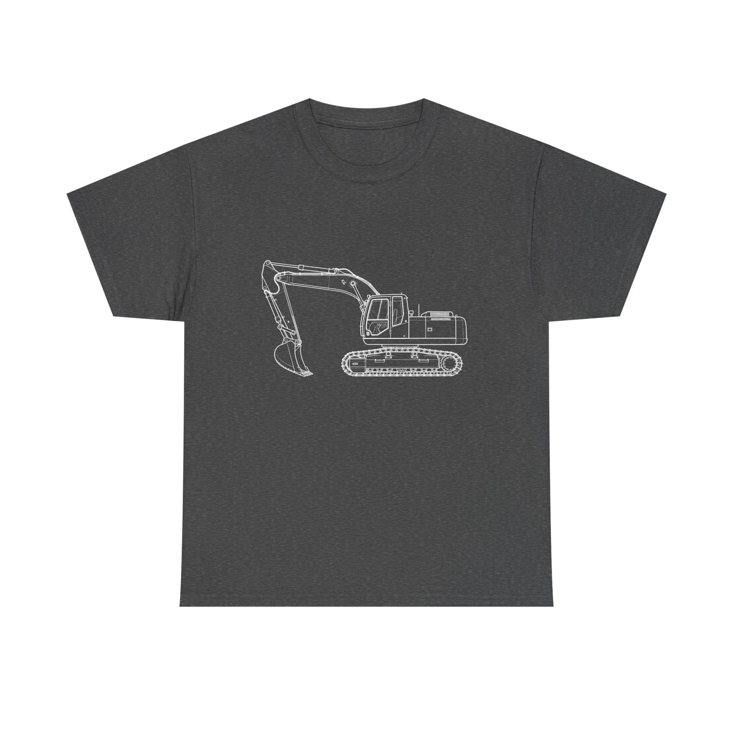 Excavator Blueprint Line Design Unisex Heavy Cotton Tee