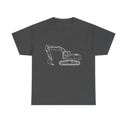 Excavator Blueprint Line Design Unisex Heavy Cotton Tee