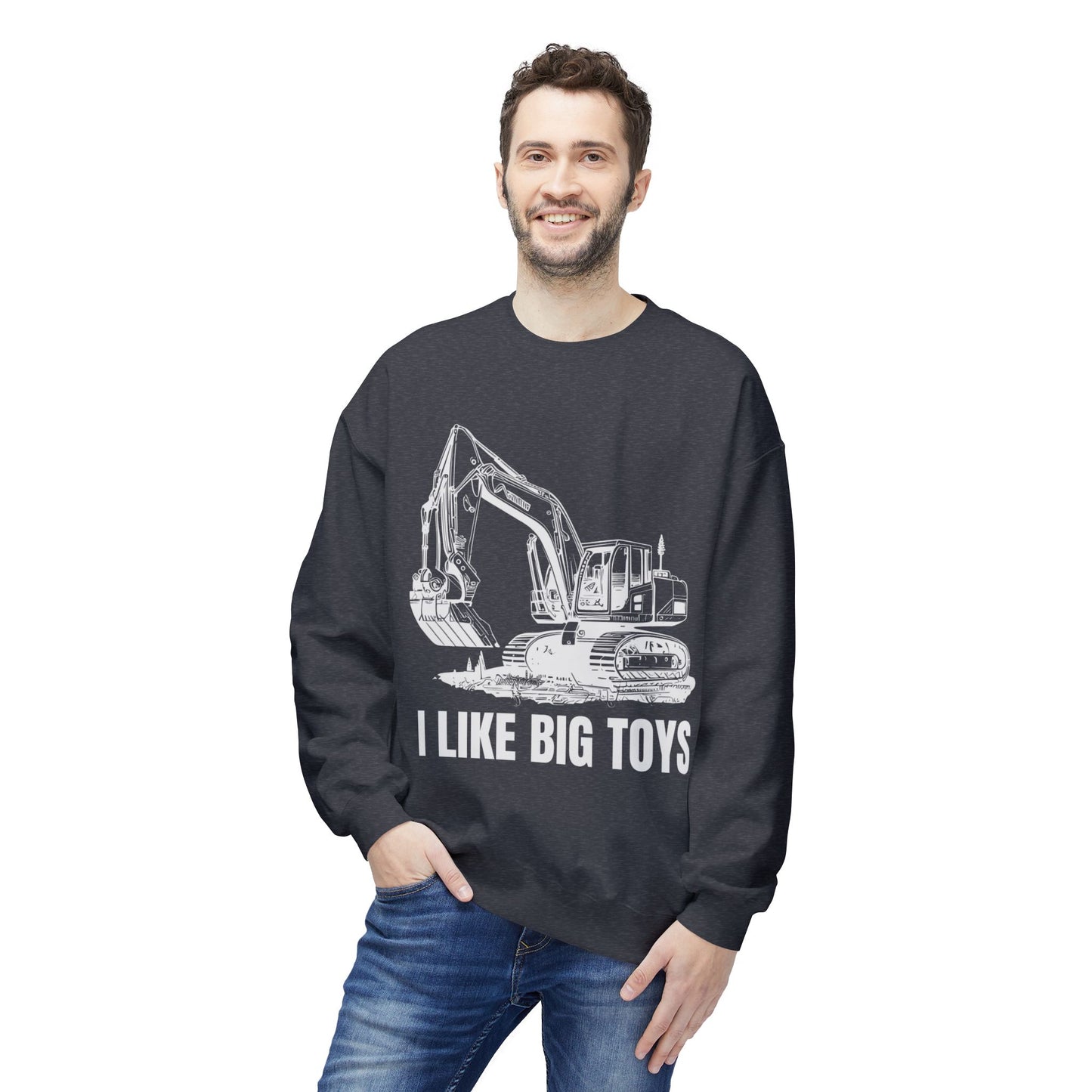 I like Big Toys Excavator Unisex Midweight Softstyle Fleece Crewneck Sweatshirt