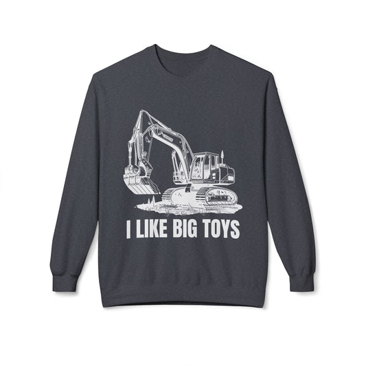 I like Big Toys Excavator Unisex Midweight Softstyle Fleece Crewneck Sweatshirt