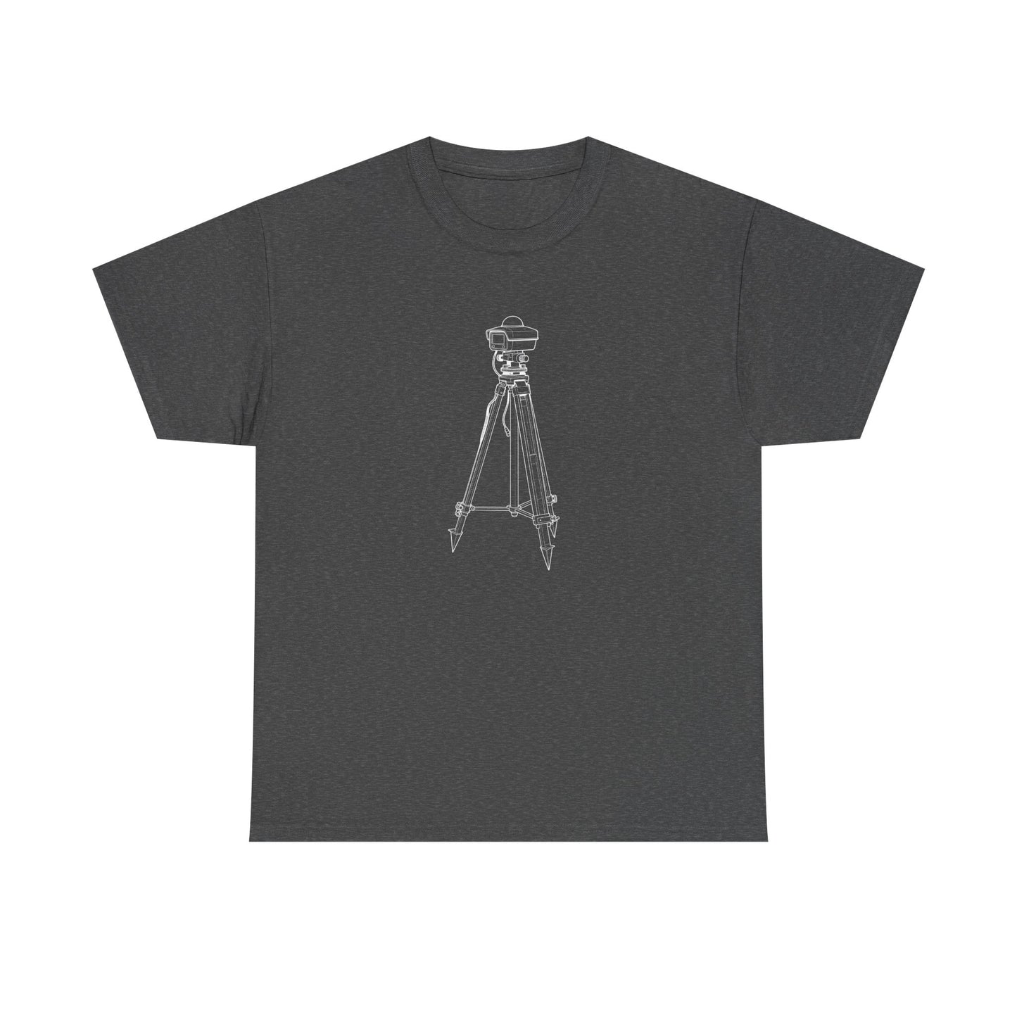 Survey Tripod Blueprint Line Design Unisex Heavy Cotton Tee