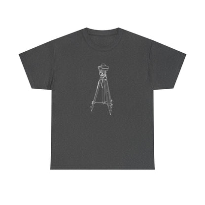 Survey Tripod Blueprint Line Design Unisex Heavy Cotton Tee