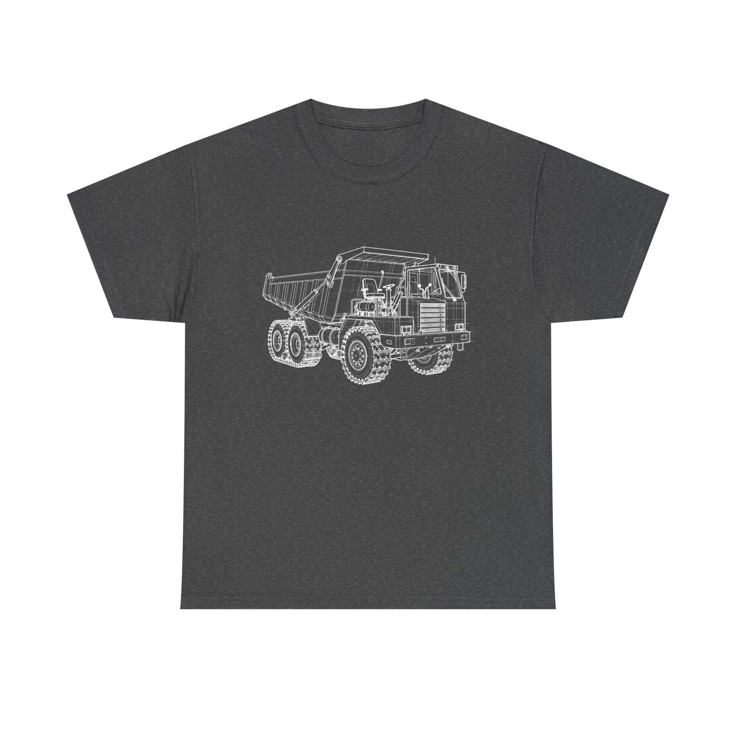 Dump Truck Blueprint Line Design Unisex Heavy Cotton Tee