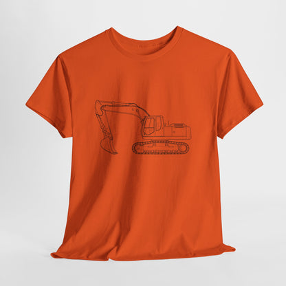 Excavator Blueprint Line Design Unisex Heavy Cotton Tee