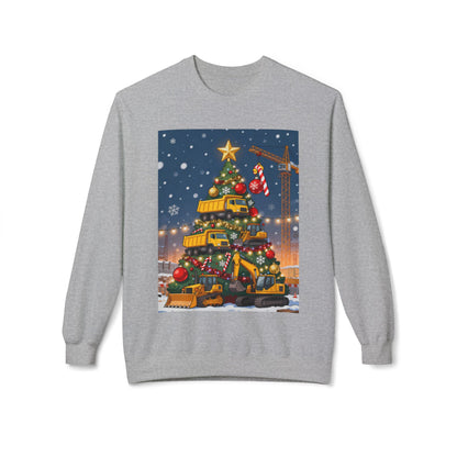Christmas Truck Tree Construction Humor Unisex Midweight Softstyle Fleece Crewneck Sweatshirt