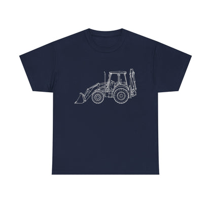 Backhoe Blueprint Line Design Unisex Heavy Cotton Tee