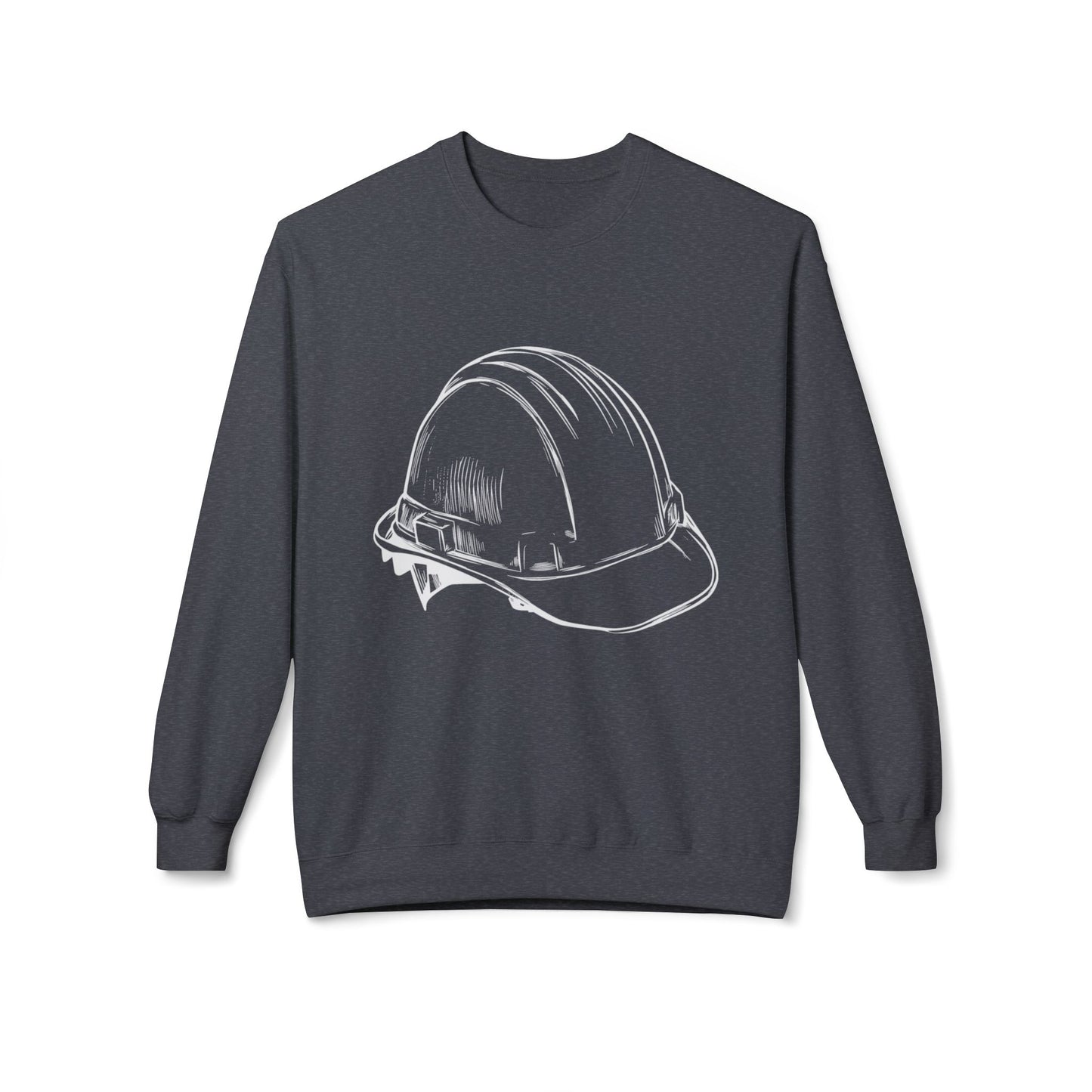 Hard Hat Outline Unisex Midweight Softstyle Fleece Crewneck Sweatshirt