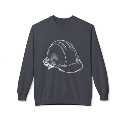 Hard Hat Outline Unisex Midweight Softstyle Fleece Crewneck Sweatshirt