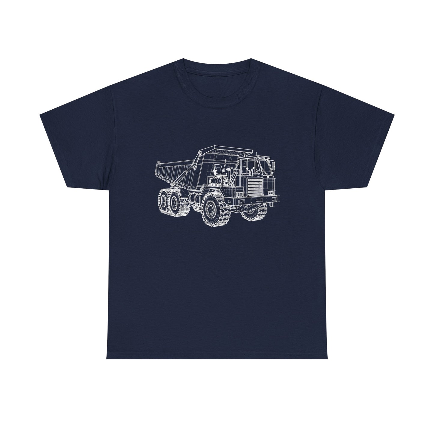 Dump Truck Blueprint Line Design Unisex Heavy Cotton Tee
