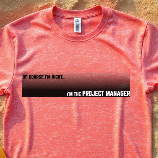Of Course I'm Right... I'm the Project Manager  Construction Site Humor Unisex Heavy Cotton Tee