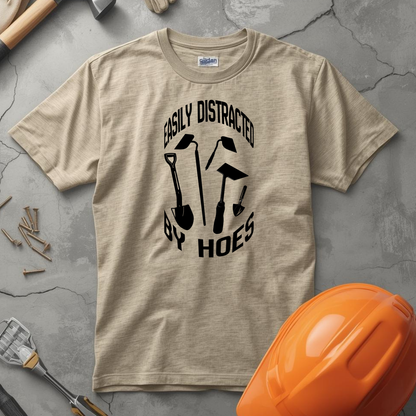 Easily Distracted by Hoes Construction Humor Unisex Jersey Short Sleeve Tee