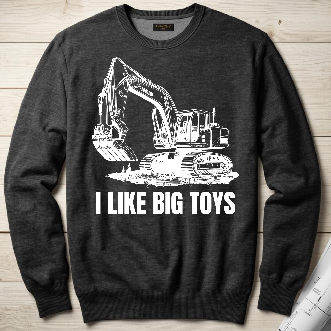 I like Big Toys Excavator Unisex Midweight Softstyle Fleece Crewneck Sweatshirt