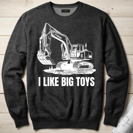 I like Big Toys Excavator Unisex Midweight Softstyle Fleece Crewneck Sweatshirt