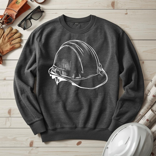 Hard Hat Outline Unisex Midweight Softstyle Fleece Crewneck Sweatshirt