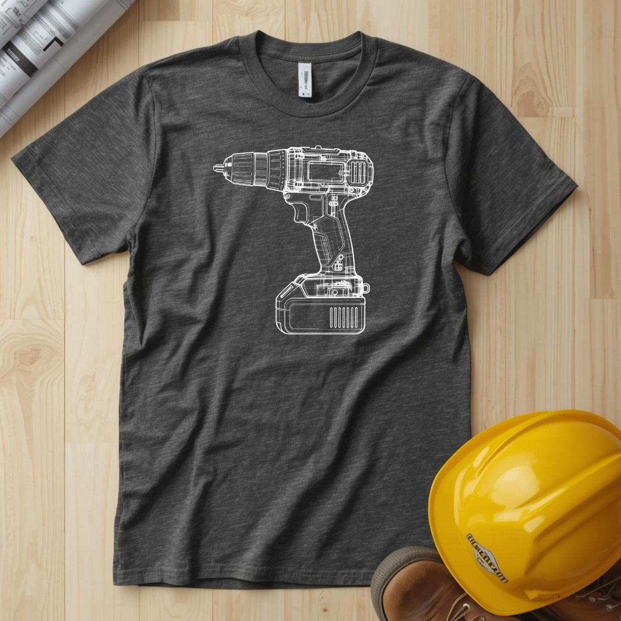 Impact Driver Blueprint Line Design Unisex Heavy Cotton Tee
