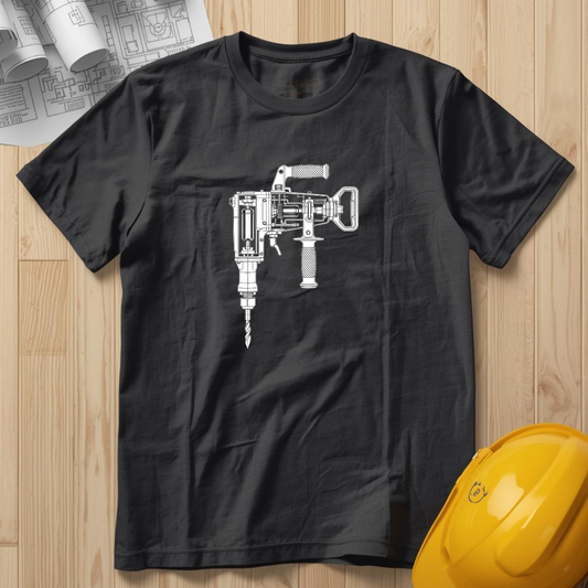 Roto Hammer Blueprint Line Design Unisex Heavy Cotton Tee