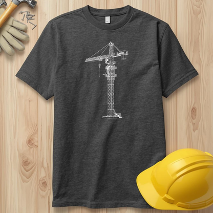 Crane Blueprint Line Design Unisex Heavy Cotton Tee