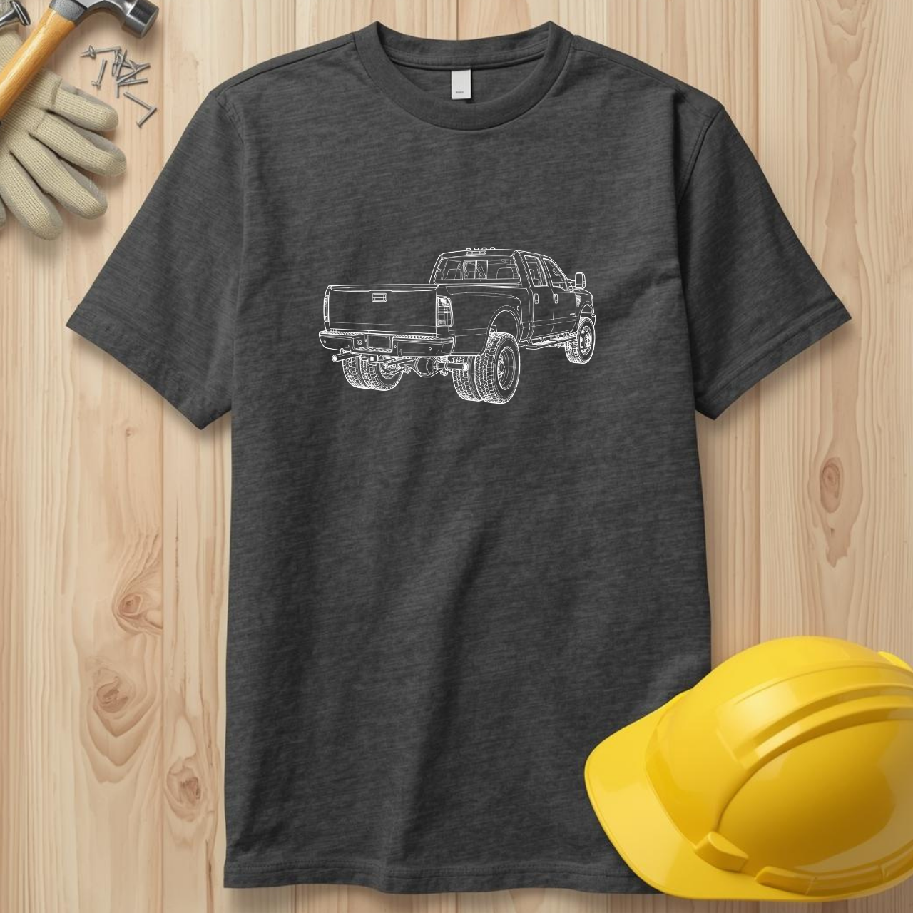 Dully Truck Blueprint Line Design Unisex Heavy Cotton Tee
