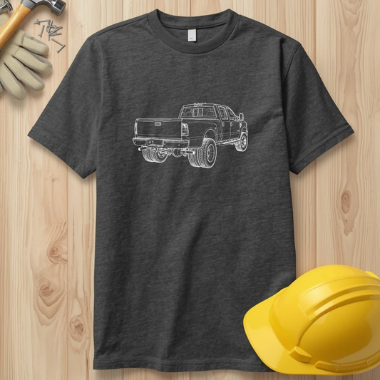 Dully Truck Blueprint Line Design Unisex Heavy Cotton Tee