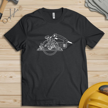 Circular Saw Blueprint Line Design Unisex Heavy Cotton Tee