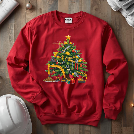 Christmas Tree Tool Construction Humor Unisex Midweight Softstyle Fleece Crewneck Sweatshirt