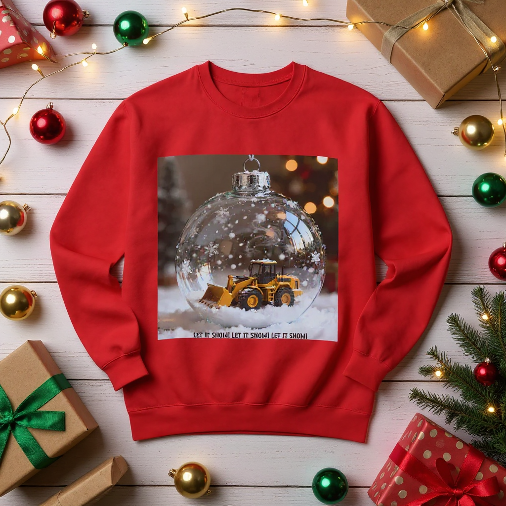 Let it Snow Bulldozer Unisex Midweight Softstyle Fleece Crewneck Sweatshirt