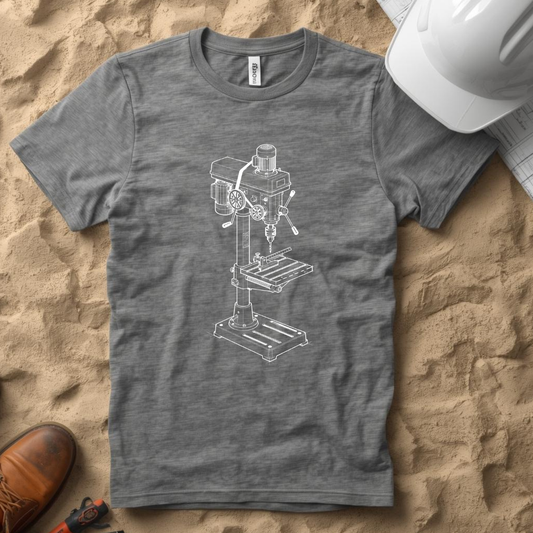 Drill Press Blueprint Line Design Unisex Heavy Cotton Tee