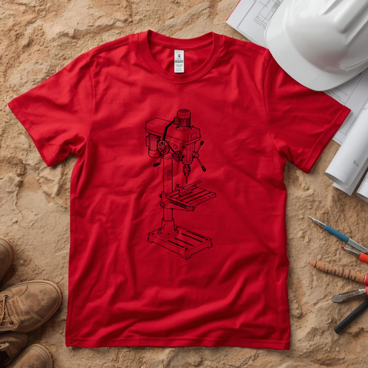 Drill Press Blueprint Line Design Unisex Heavy Cotton Tee
