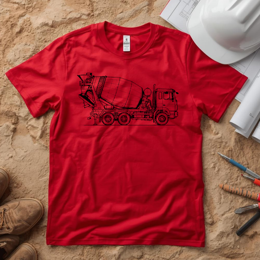 Concrete Mixer Blueprint Line Design Unisex Heavy Cotton Tee