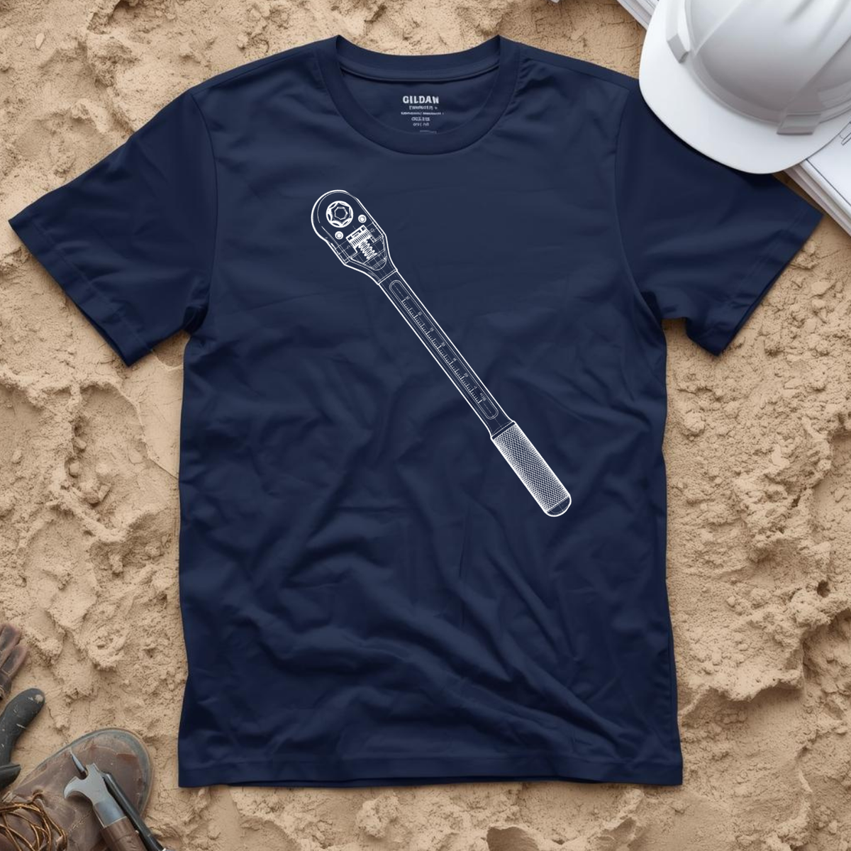 Torque Wrench Blueprint Line Design Unisex Heavy Cotton Tee