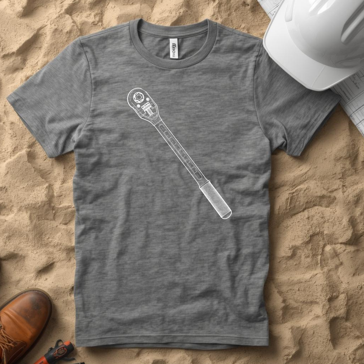 Torque Wrench Blueprint Line Design Unisex Heavy Cotton Tee