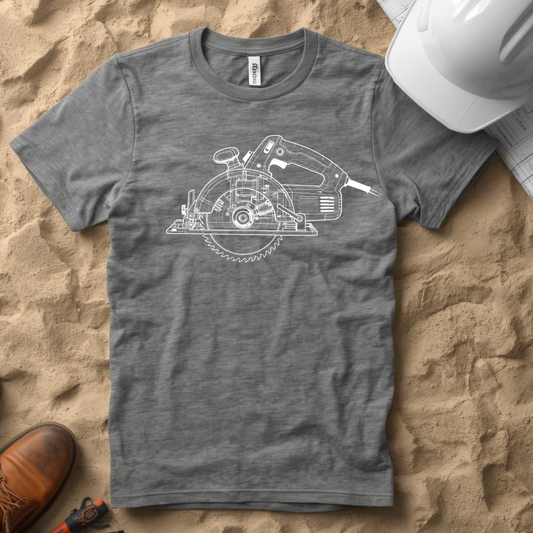 Circular Saw Blueprint Line Design Unisex Heavy Cotton Tee