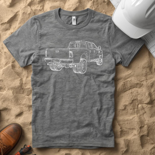 Dully Truck Blueprint Line Design Unisex Heavy Cotton Tee