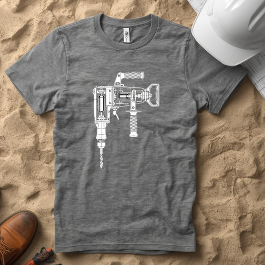 Roto Hammer Blueprint Line Design Unisex Heavy Cotton Tee