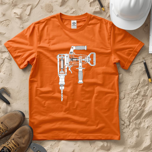 Roto Hammer Blueprint Line Design Unisex Heavy Cotton Tee