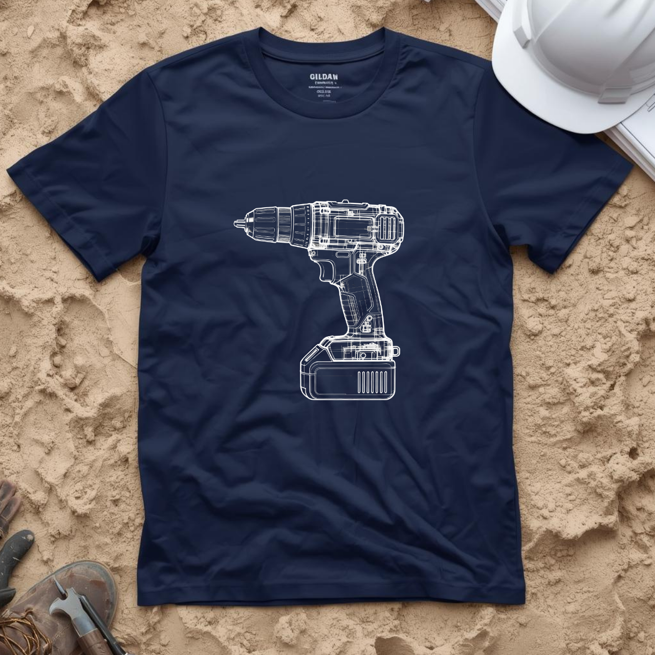 Impact Driver Blueprint Line Design Unisex Heavy Cotton Tee